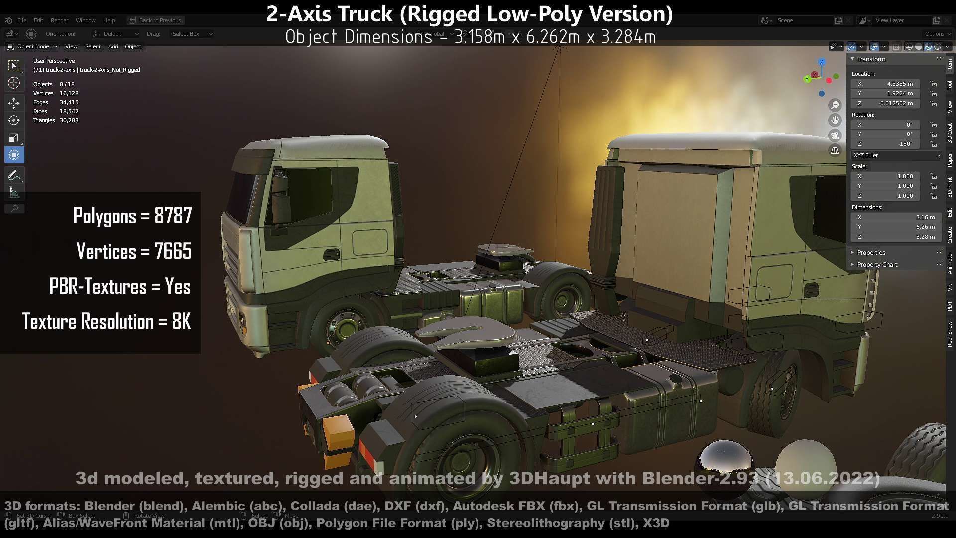 2-Axis Truck High and Low-Poly Version 3D Model Collection_21