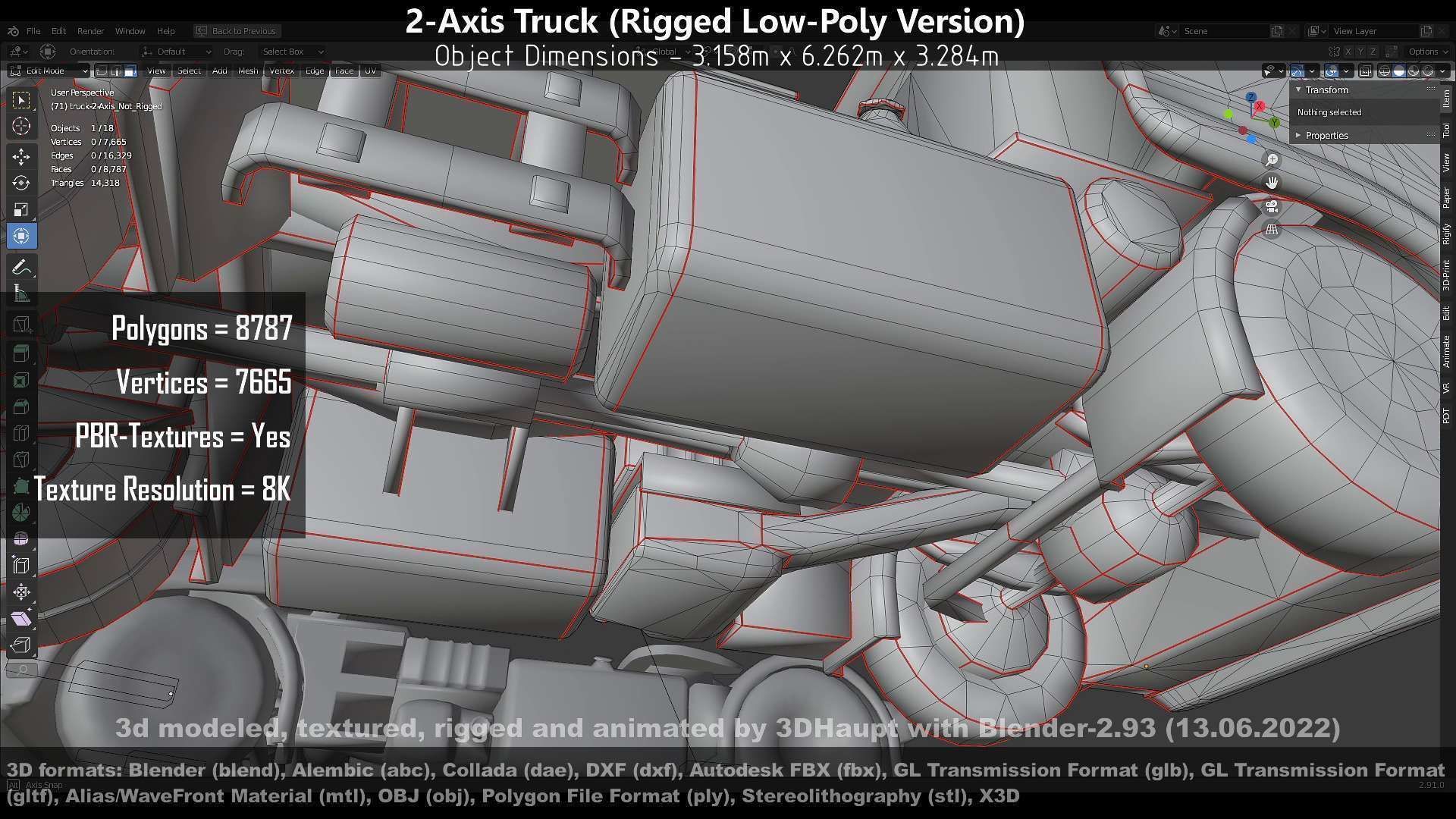 2-Axis Truck High and Low-Poly Version 3D Model Collection_64