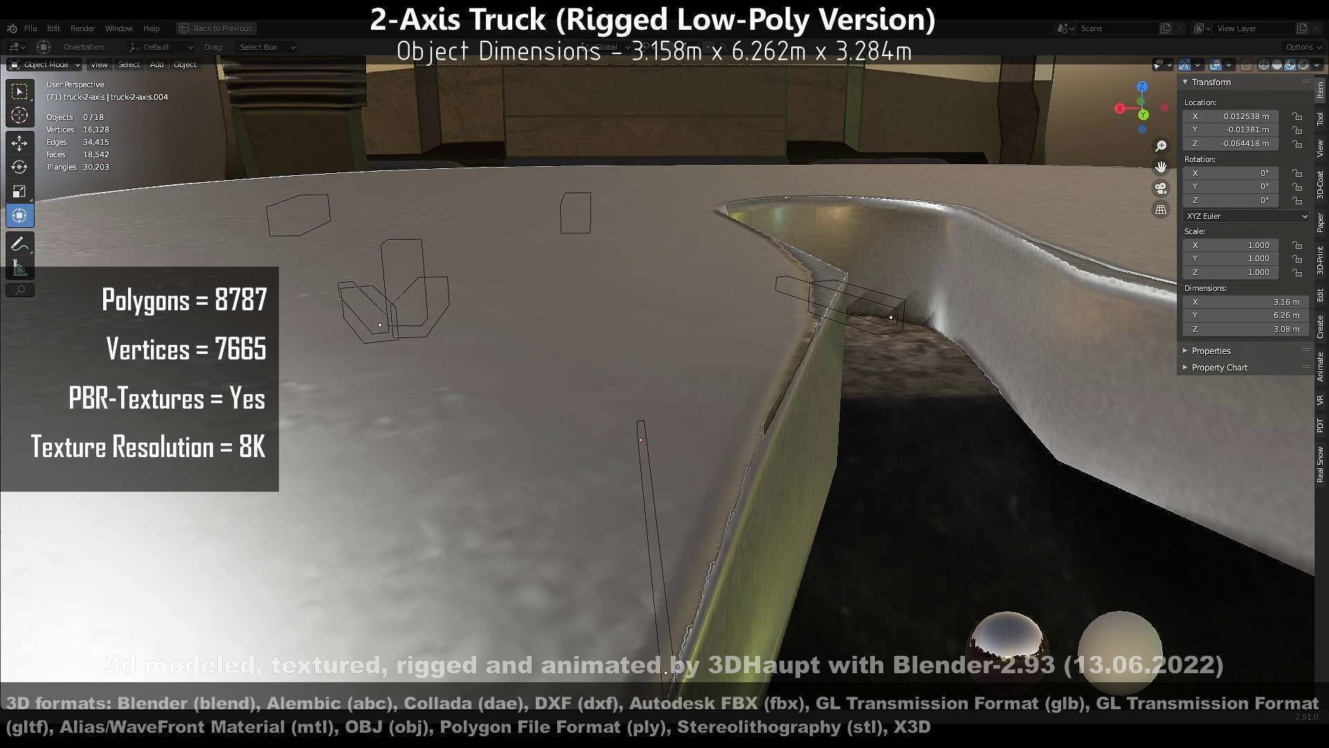 2-Axis Truck High and Low-Poly Version 3D Model Collection_97
