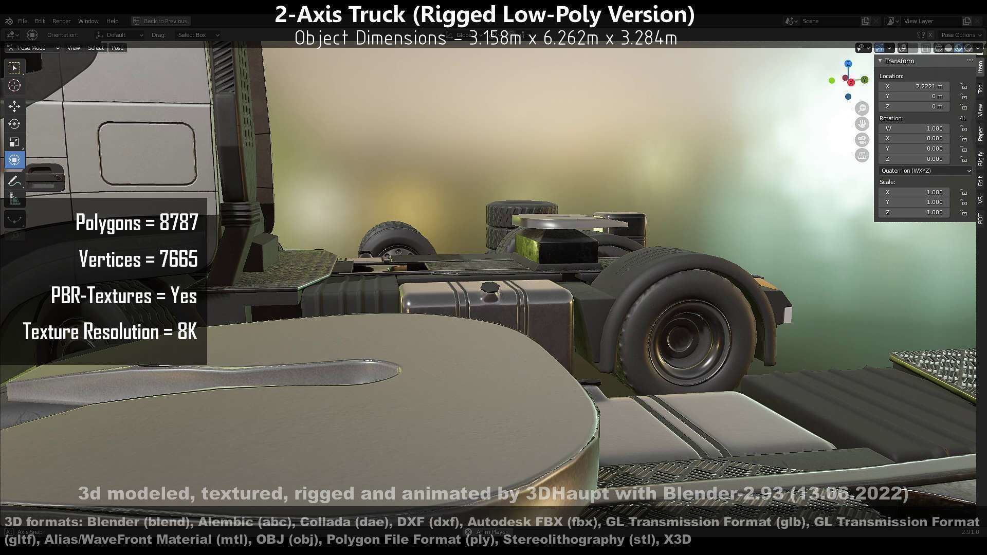 2-Axis Truck High and Low-Poly Version 3D Model Collection_59