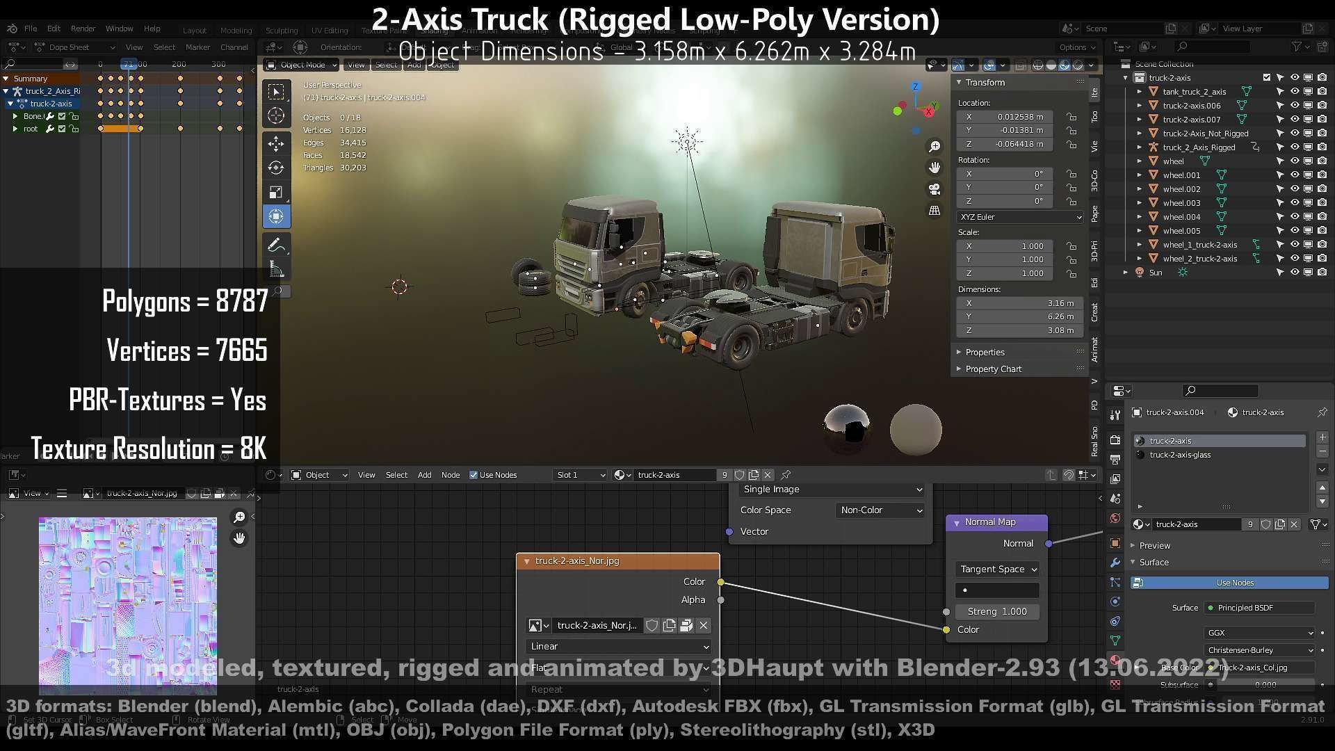 2-Axis Truck High and Low-Poly Version 3D Model Collection_95