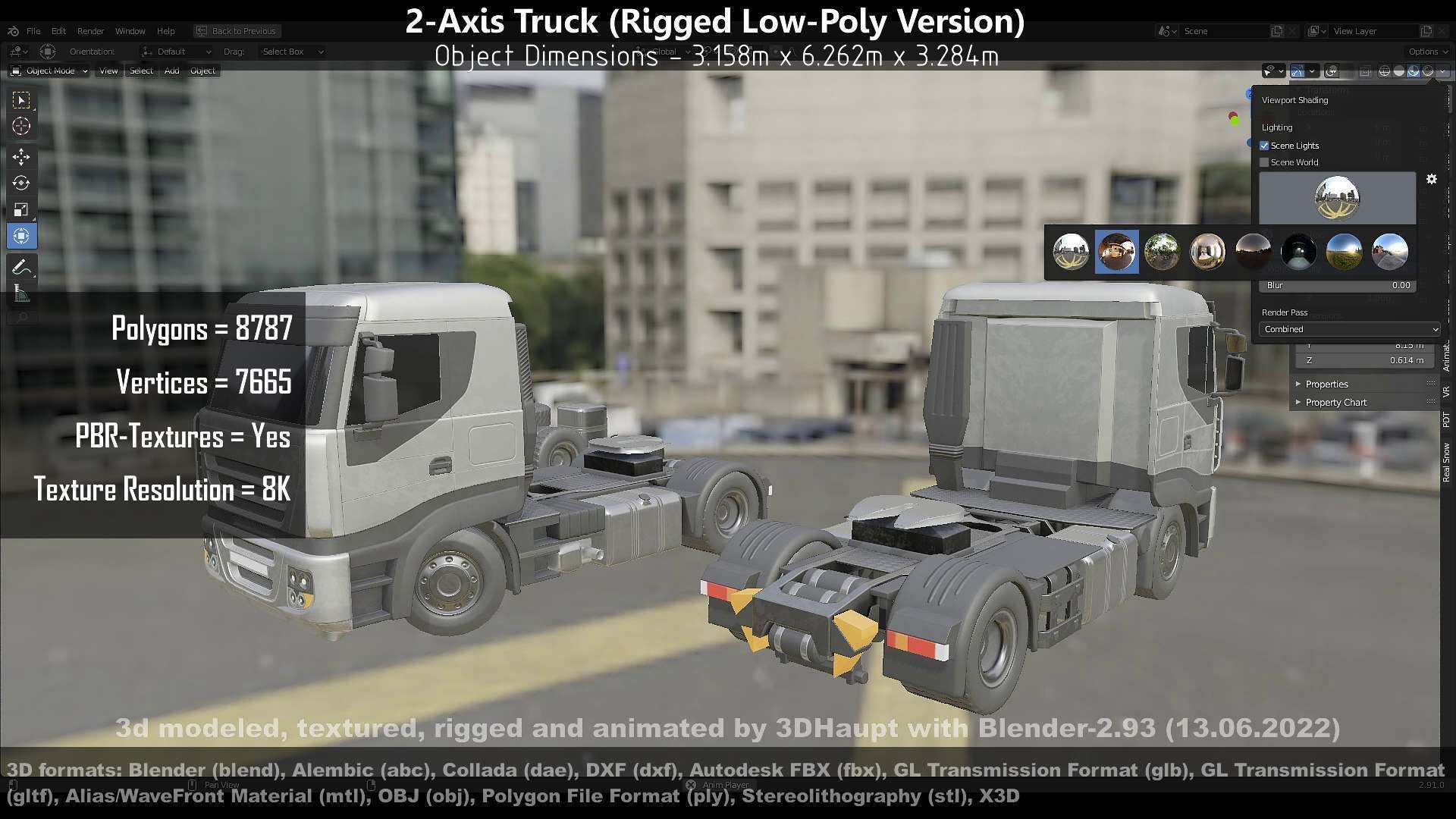 2-Axis Truck High and Low-Poly Version 3D Model Collection_133