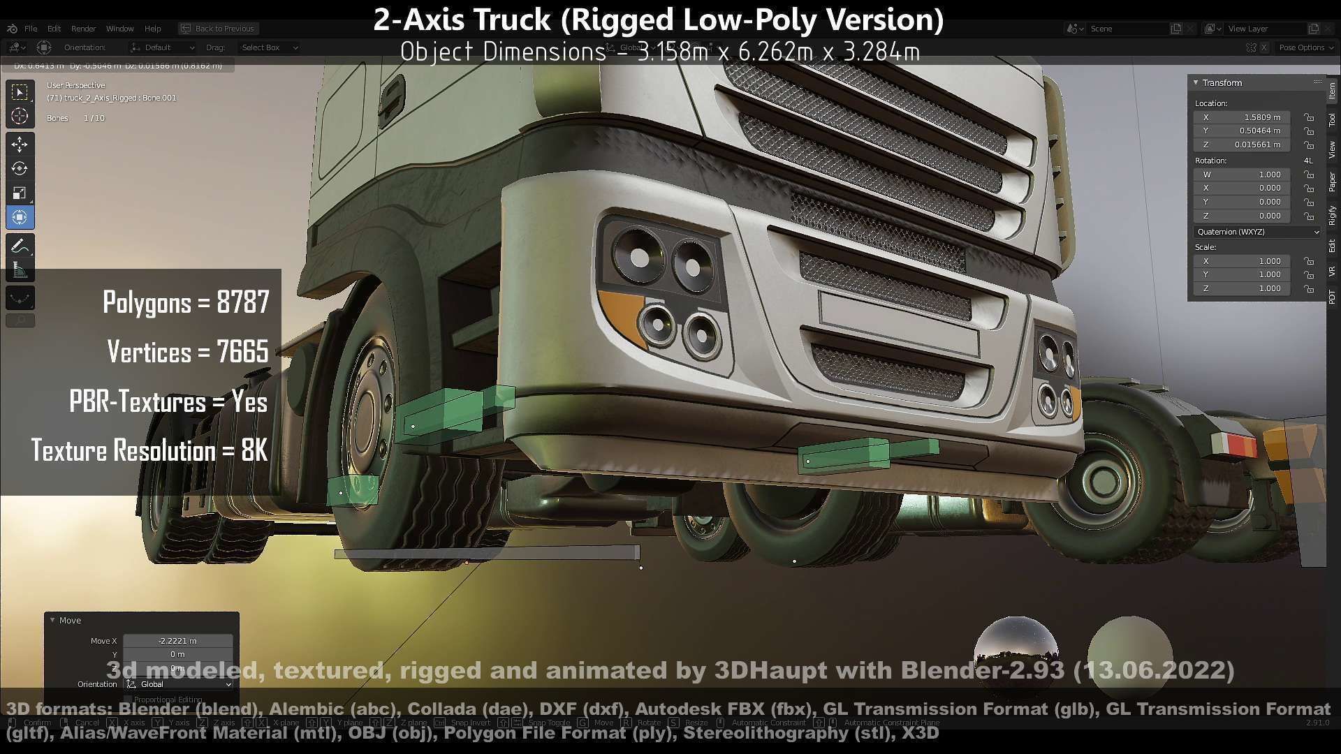 2-Axis Truck High and Low-Poly Version 3D Model Collection_18