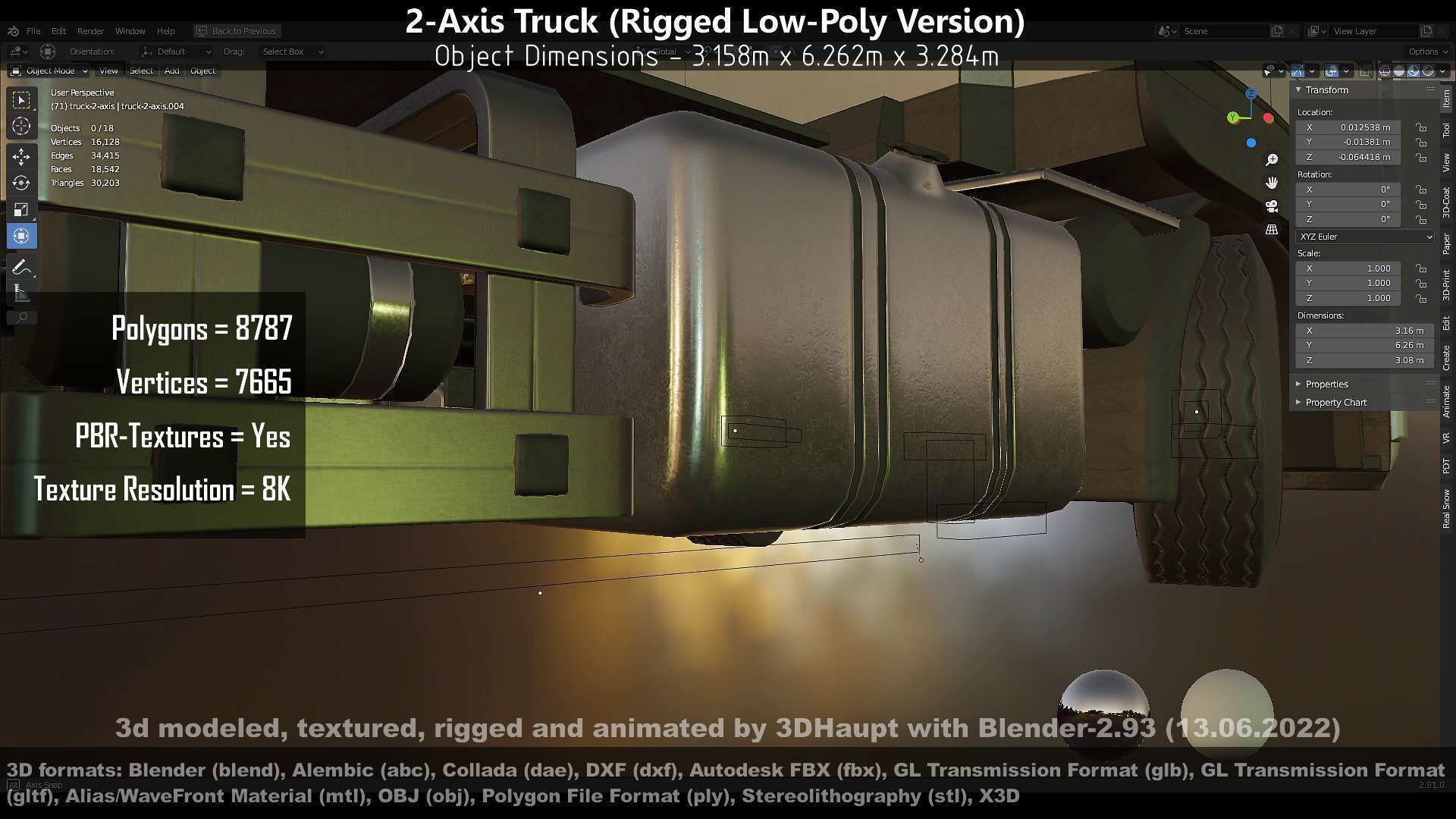 2-Axis Truck High and Low-Poly Version 3D Model Collection_47