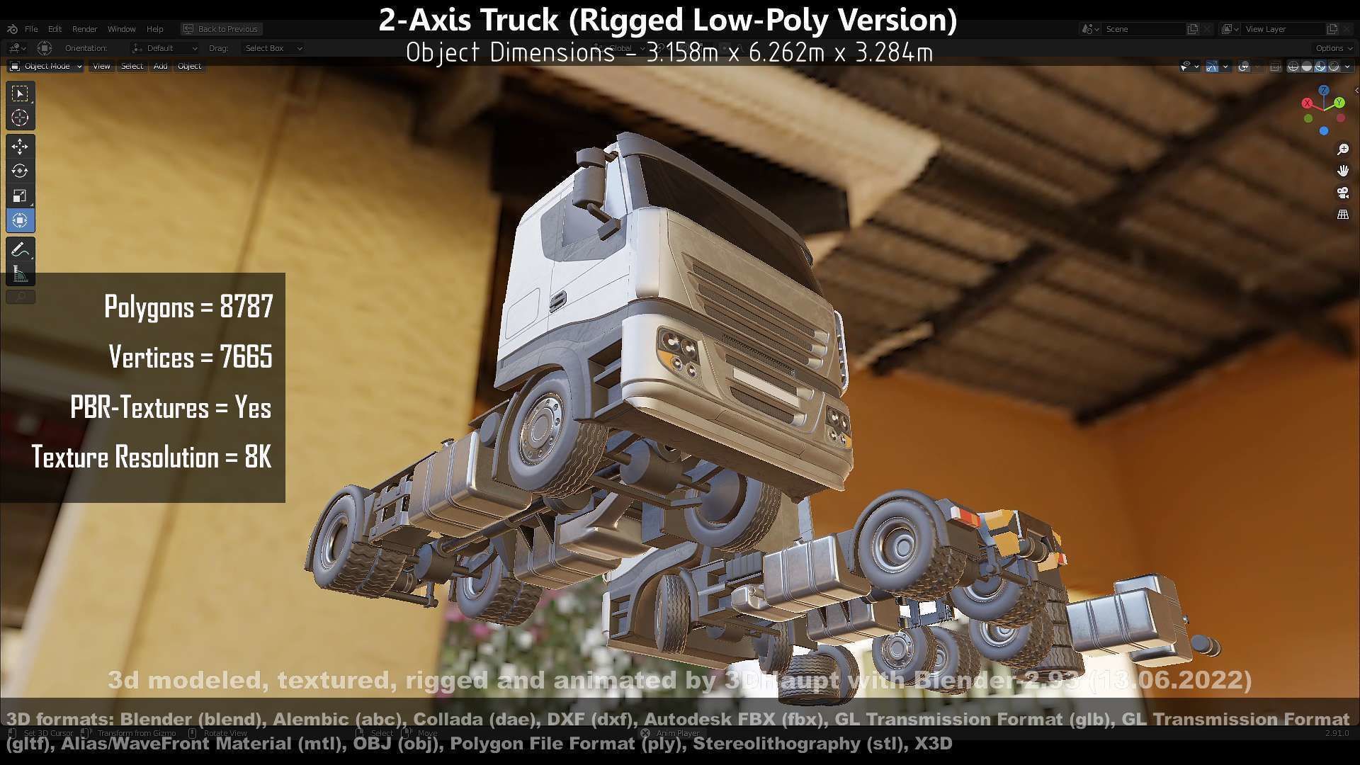 2-Axis Truck High and Low-Poly Version 3D Model Collection_85