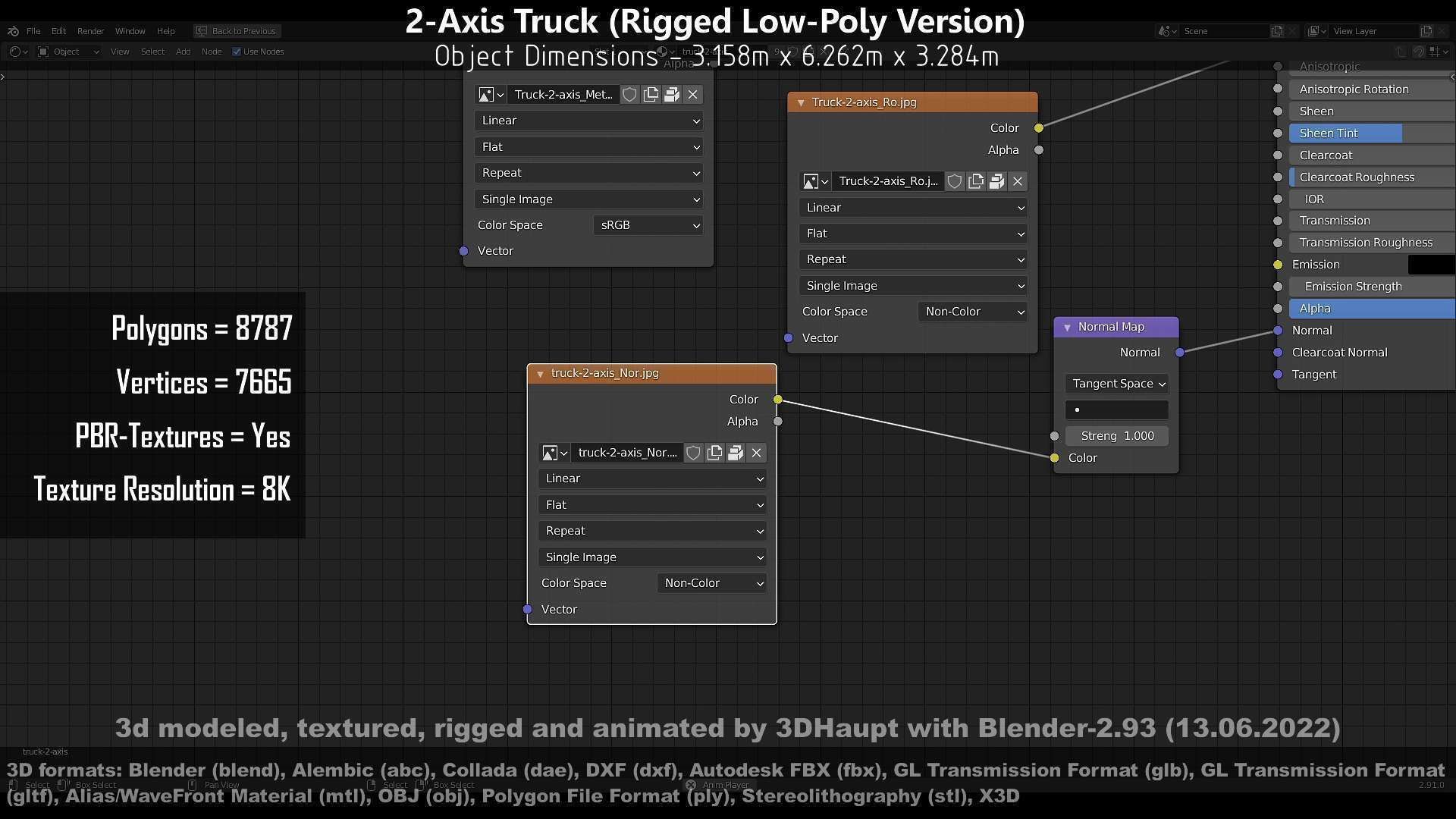 2-Axis Truck High and Low-Poly Version 3D Model Collection_100