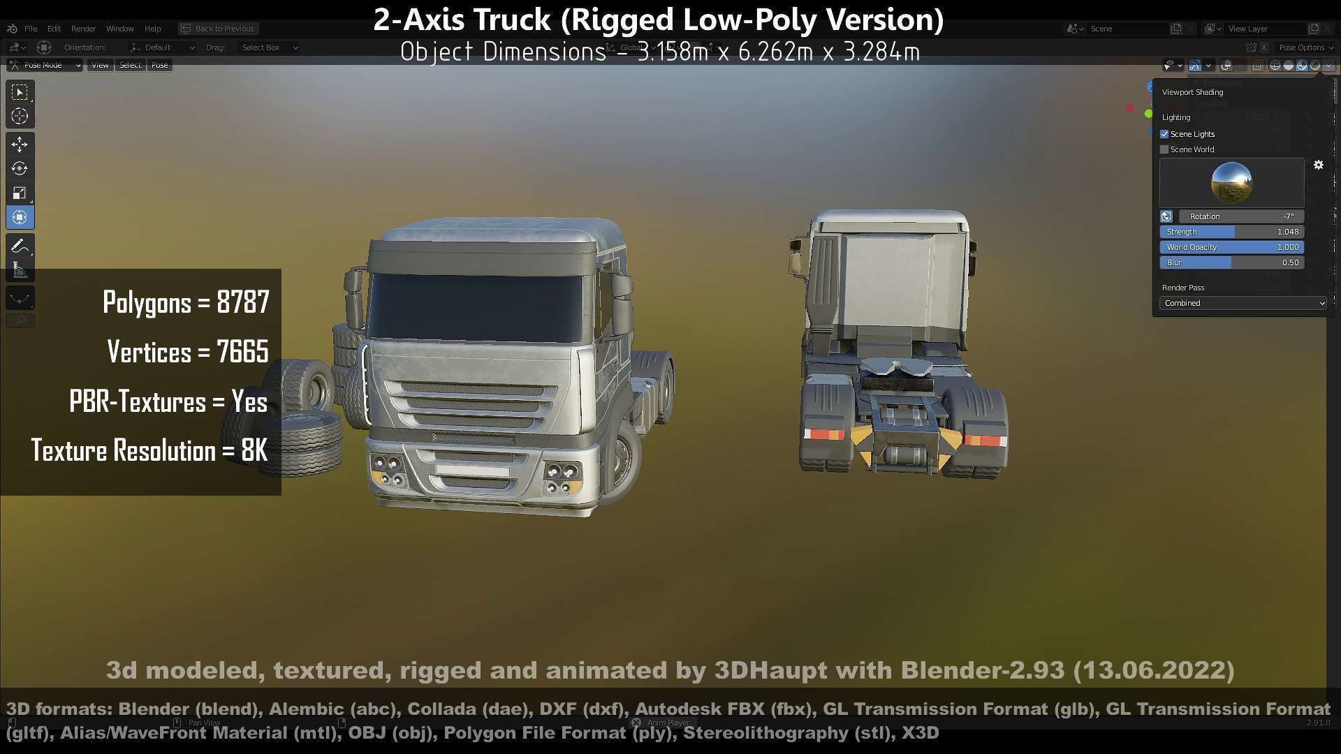2-Axis Truck High and Low-Poly Version 3D Model Collection_107