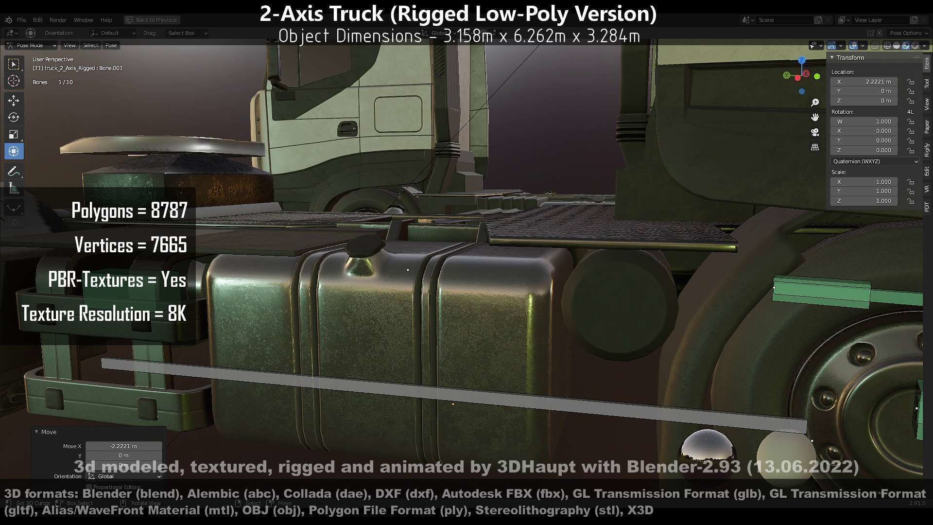 2-Axis Truck High and Low-Poly Version 3D Model Collection_78