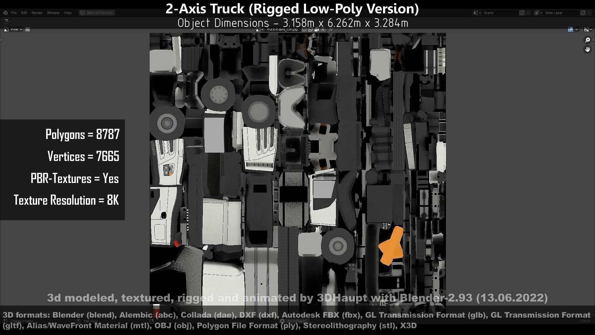 2-Axis Truck High and Low-Poly Version 3D Model Collection_96