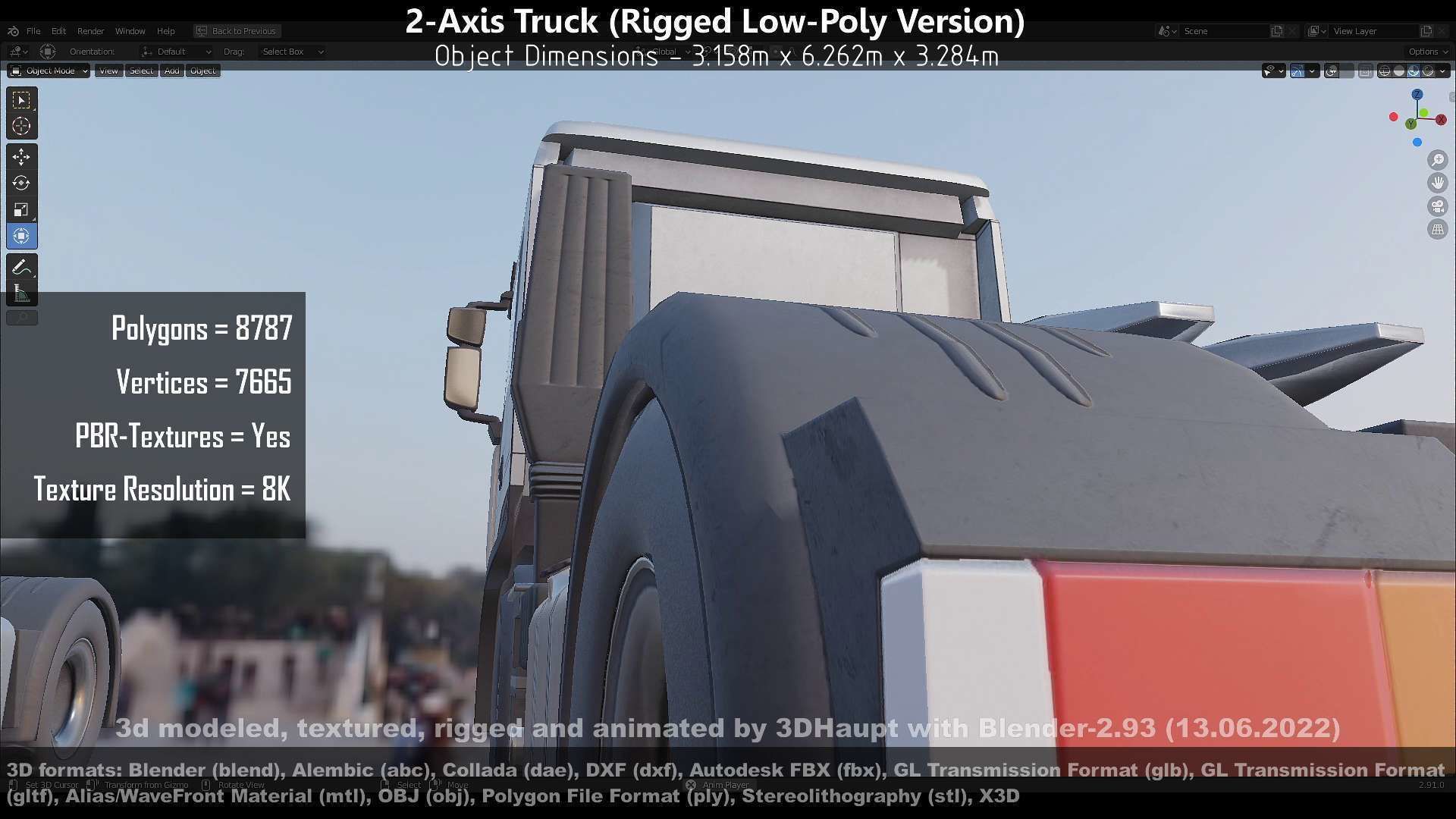 2-Axis Truck High and Low-Poly Version 3D Model Collection_112