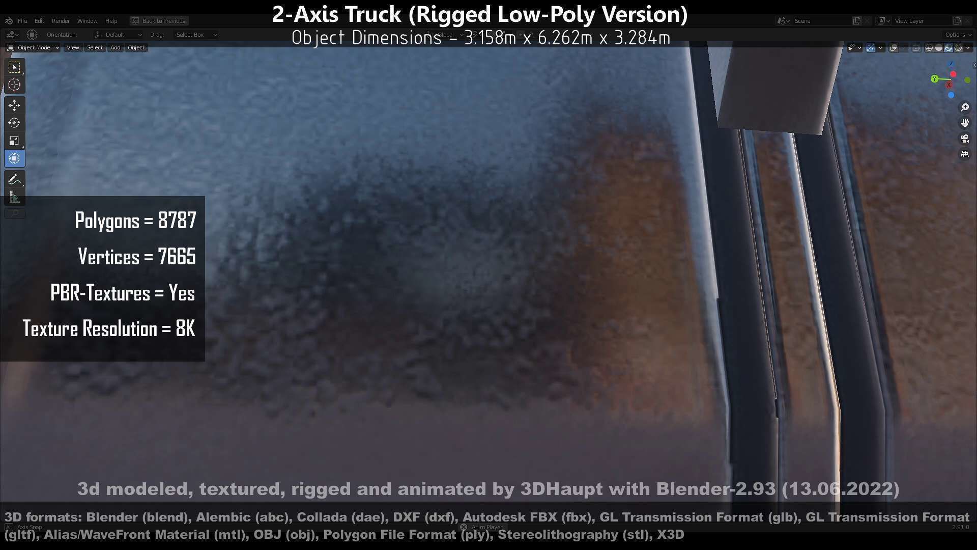 2-Axis Truck High and Low-Poly Version 3D Model Collection_119