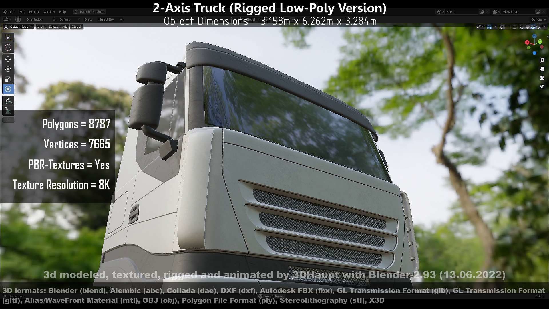 2-Axis Truck High and Low-Poly Version 3D Model Collection_29