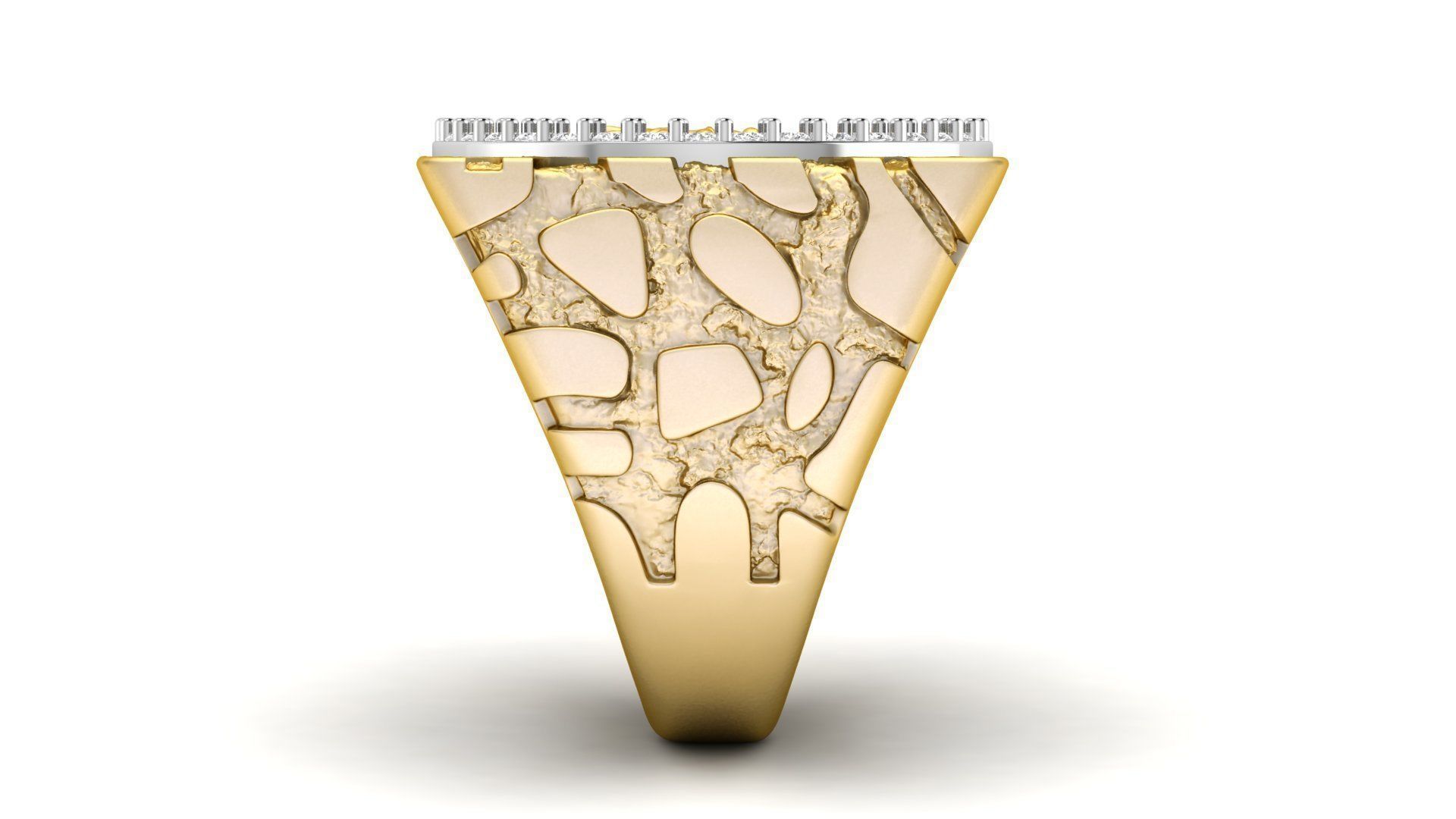 Coin 50 Pesos Mexican Gold Nugget RING  3D print model_3