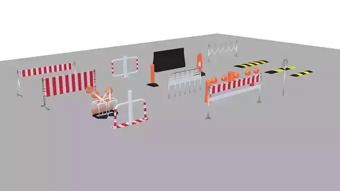 Optimized Low Poly Racing Road Elements 3D Model 2025
