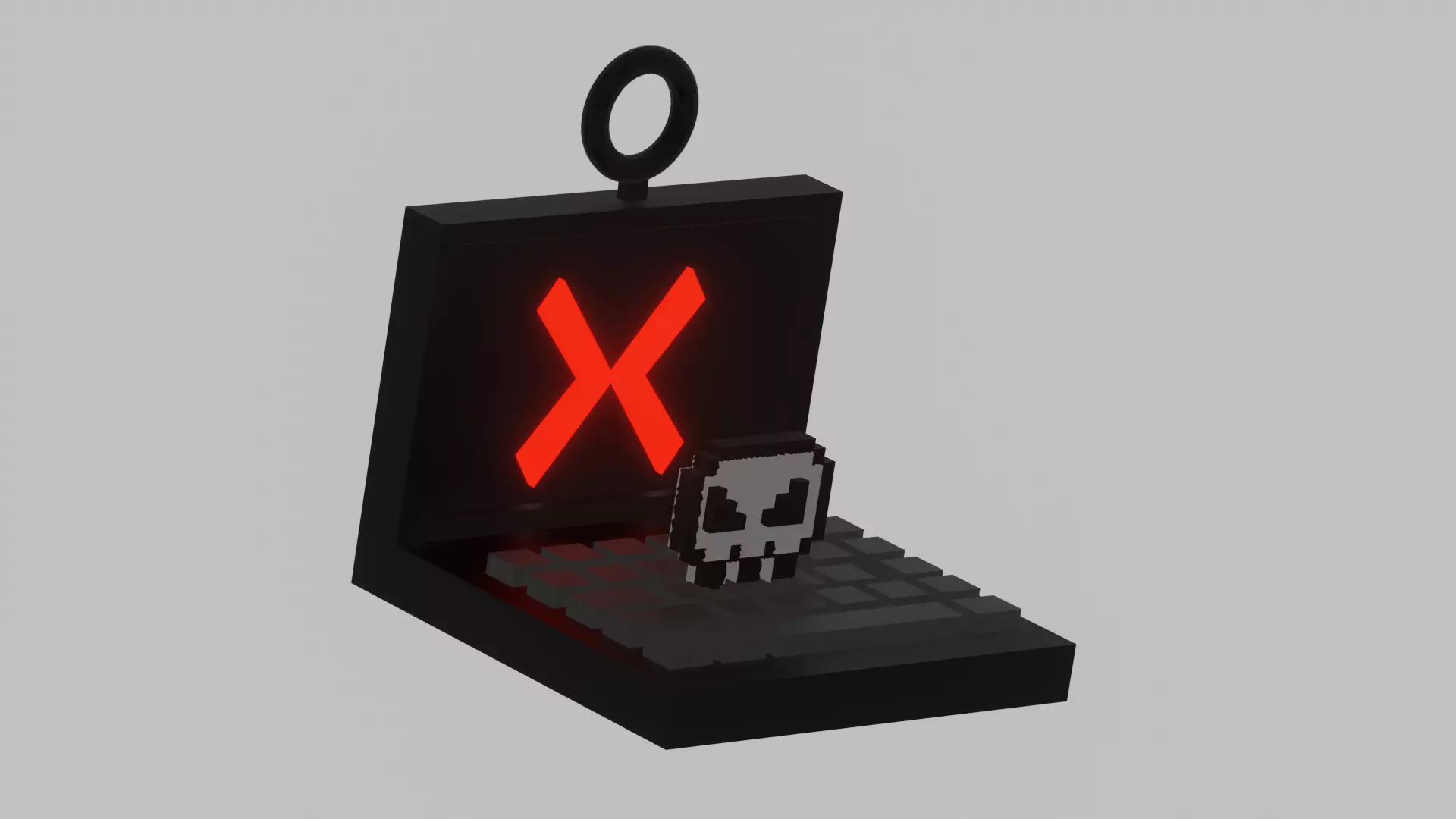 A computer infected with a virus for your keychain 3D print model
