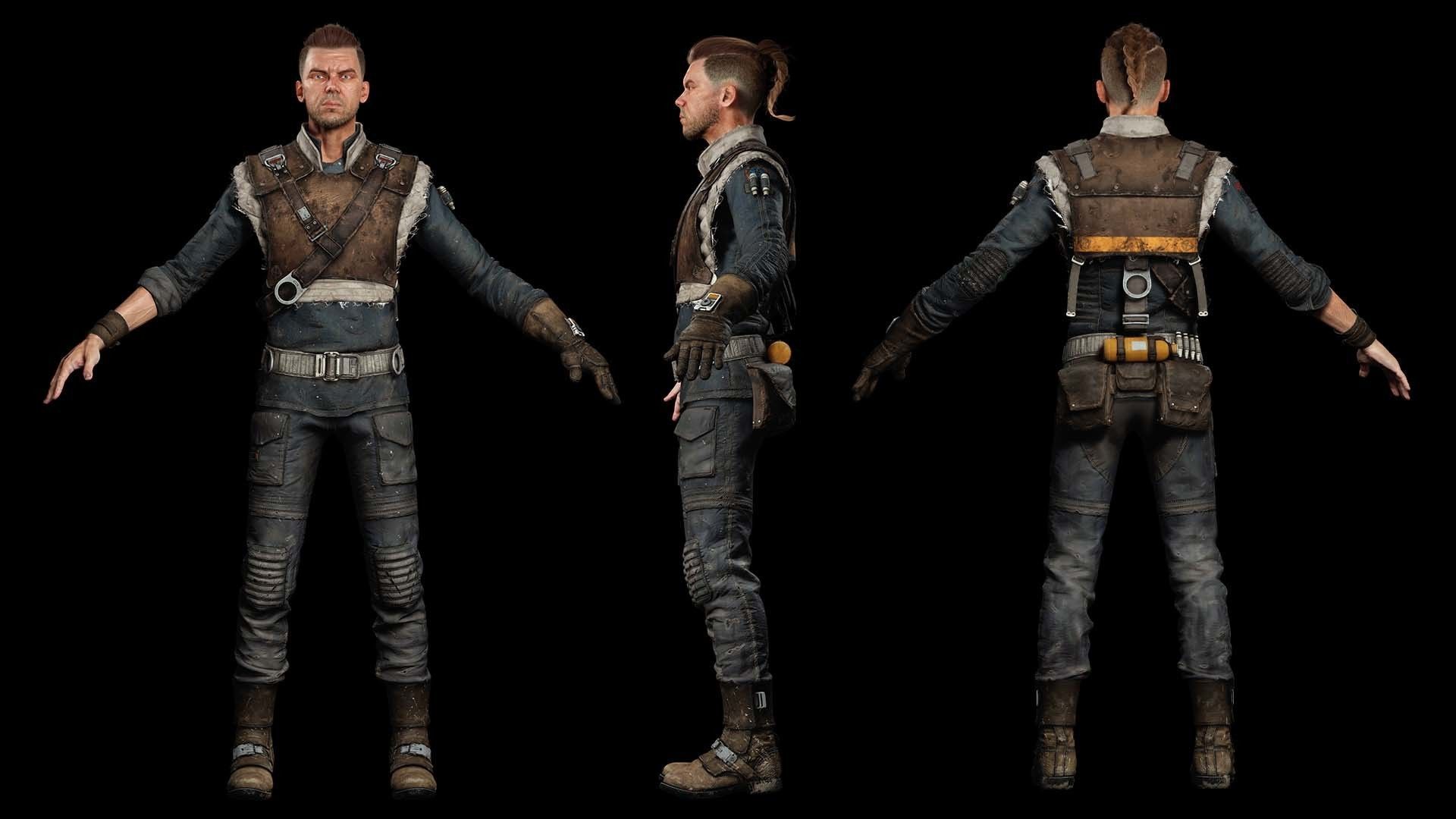 Realistic survival man scifi Low-poly 3D model_1