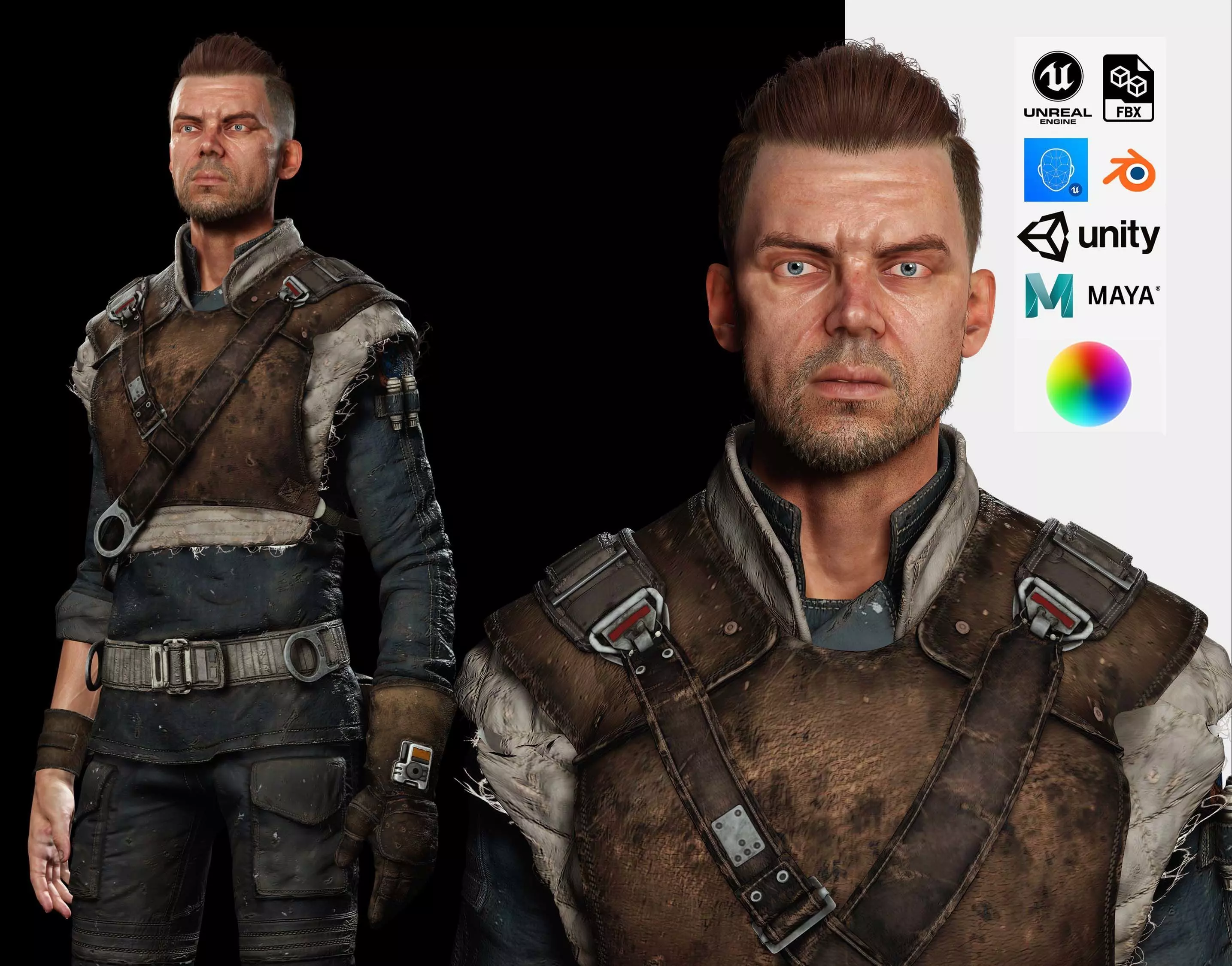 Realistic survival man scifi Low-poly 3D model_0