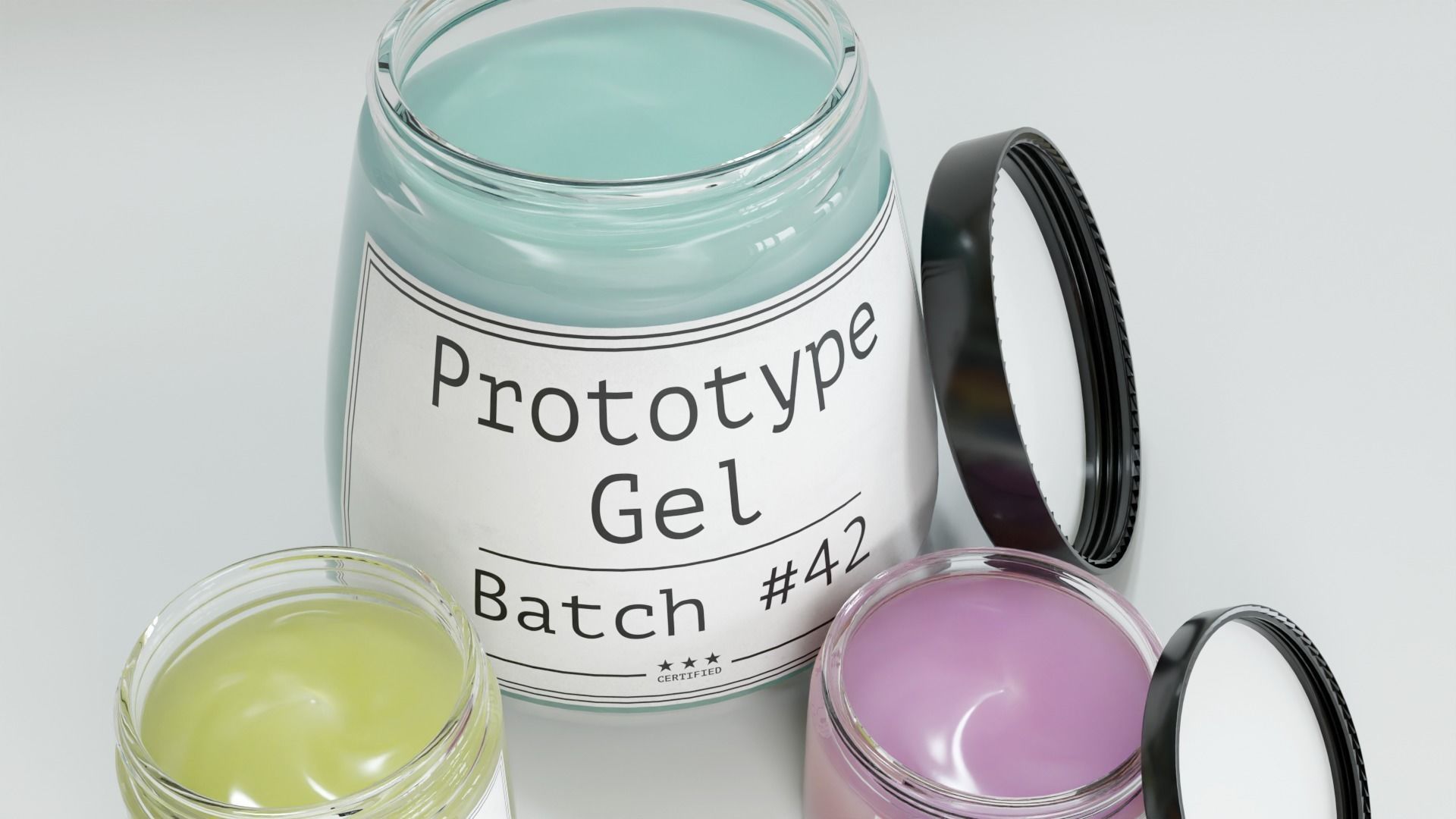 Cosmetic Glass Jars with Contents 3D model_6
