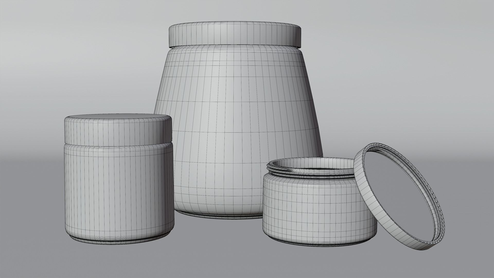 Cosmetic Glass Jars with Contents 3D model_7