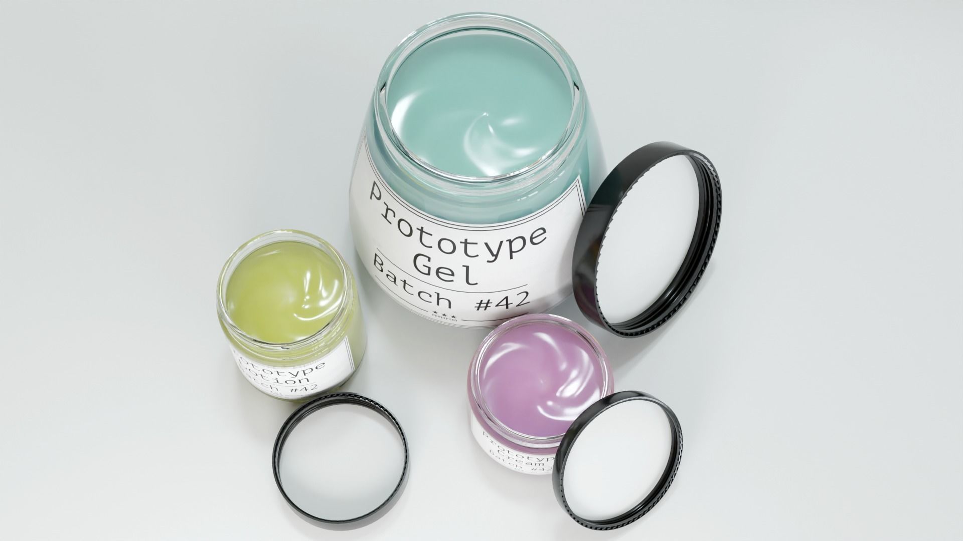 Cosmetic Glass Jars with Contents 3D model_5
