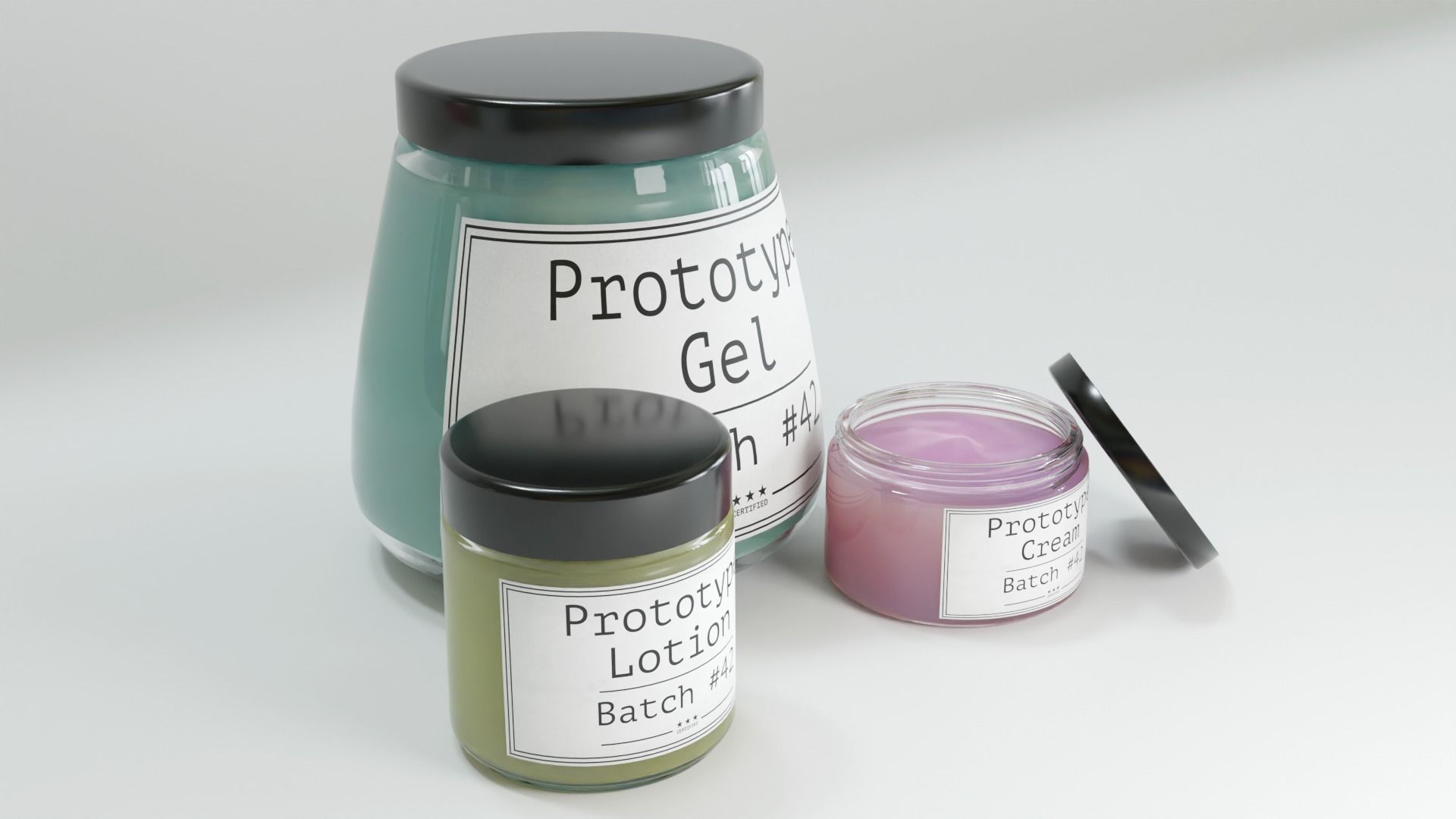 Cosmetic Glass Jars with Contents 3D model_3