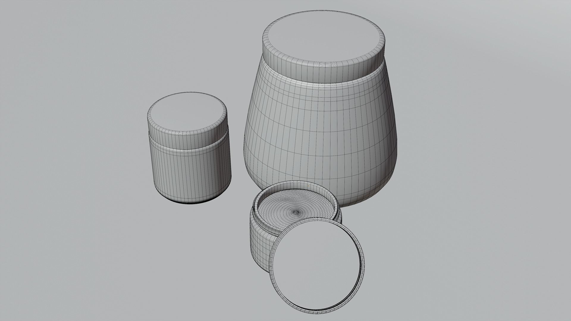 Cosmetic Glass Jars with Contents 3D model_8