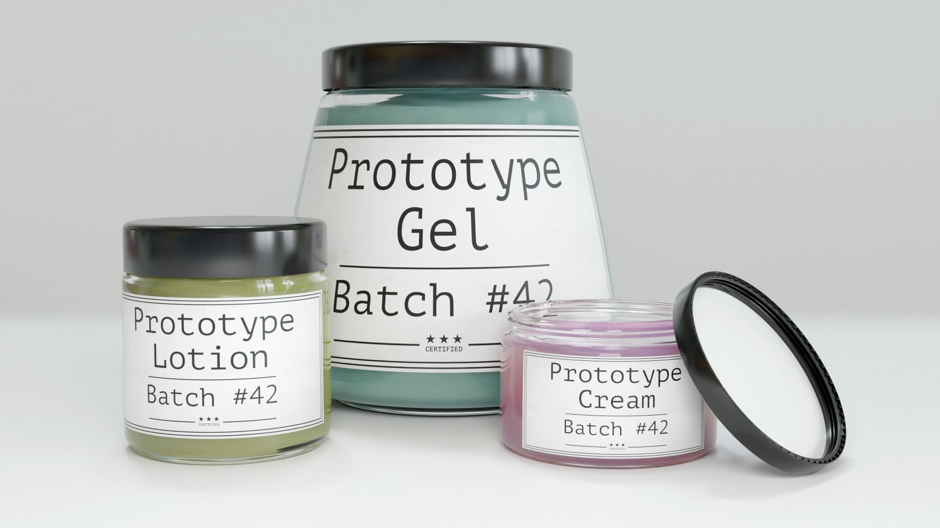 Cosmetic Glass Jars with Contents 3D model_1
