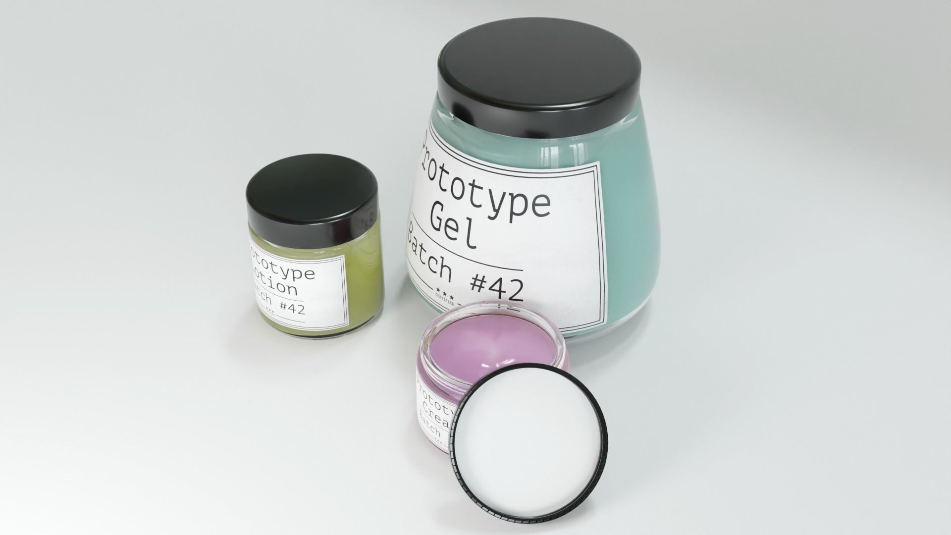 Cosmetic Glass Jars with Contents 3D model_2