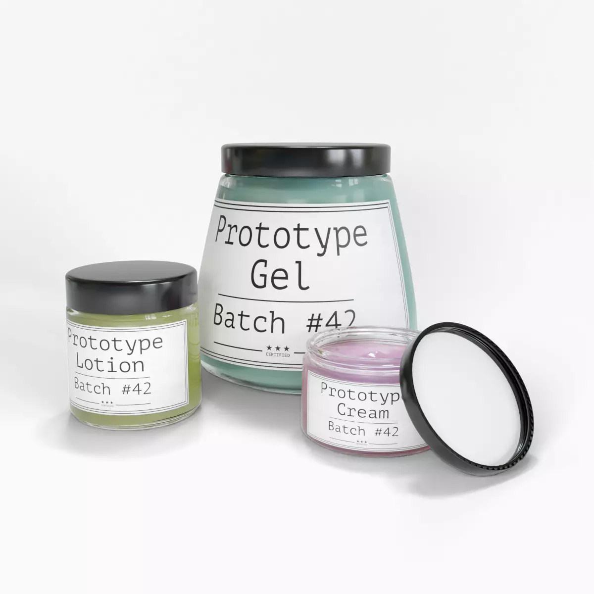 Cosmetic Glass Jars with Contents 3D model_0