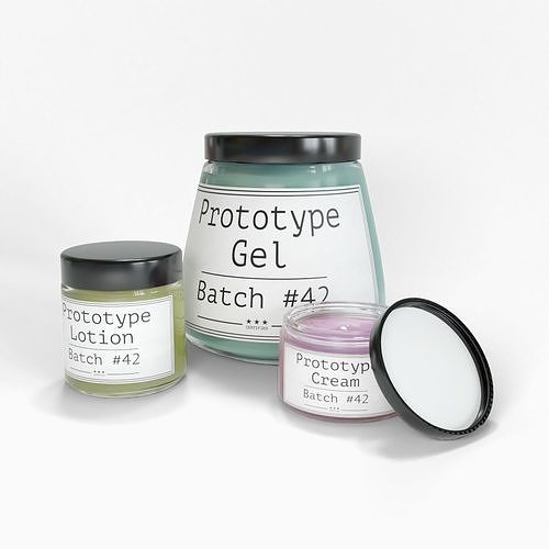 Cosmetic Glass Jars with Contents 3D model