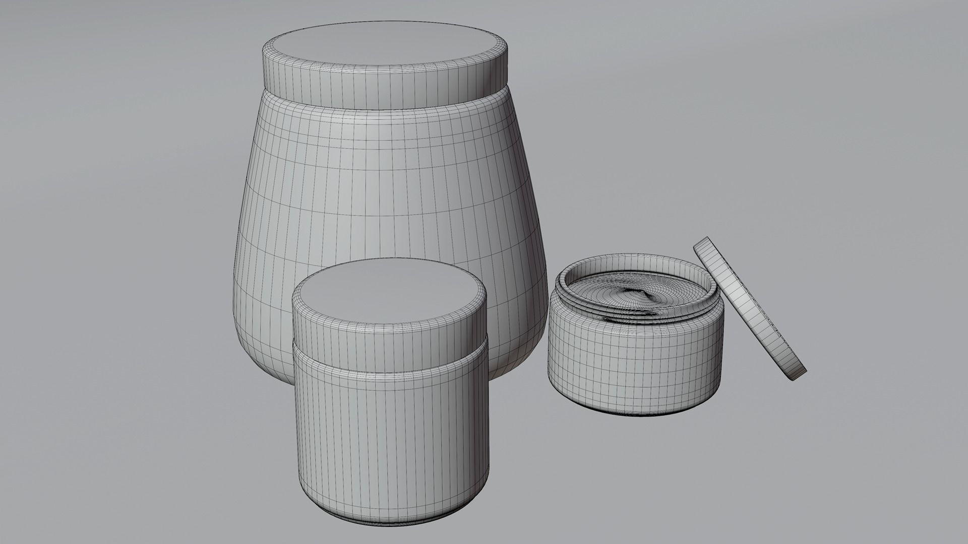 Cosmetic Glass Jars with Contents 3D model_9