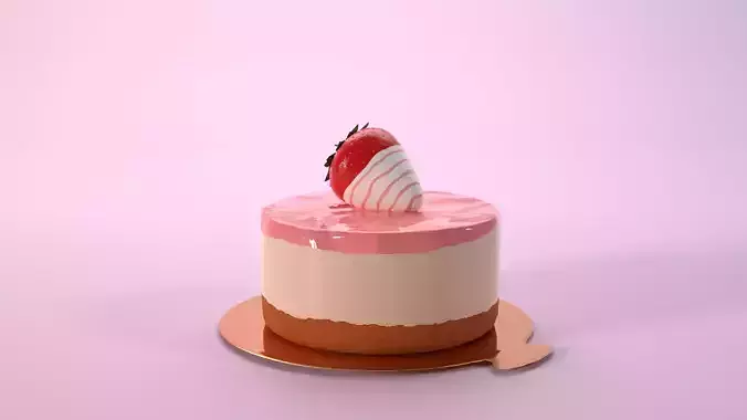 Round  cheesecake garnished with strawberry 