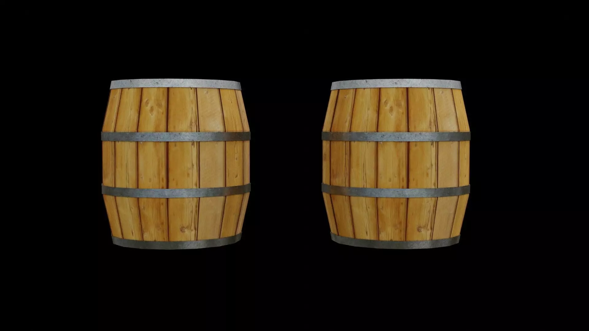 low-poly barrel game ready two wooden barrels Free low-poly 3D model