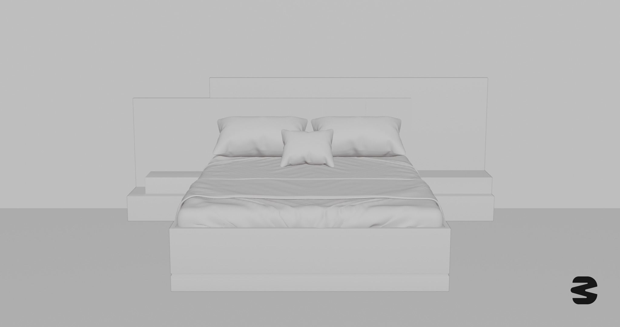 Modern bed by Devoart 3D model_3
