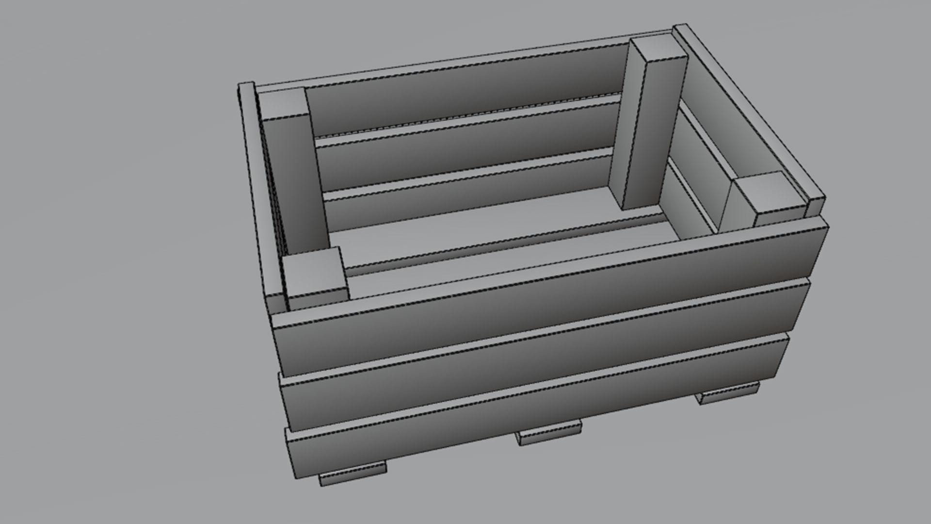 Medieval box for game Low-poly 3D model_3