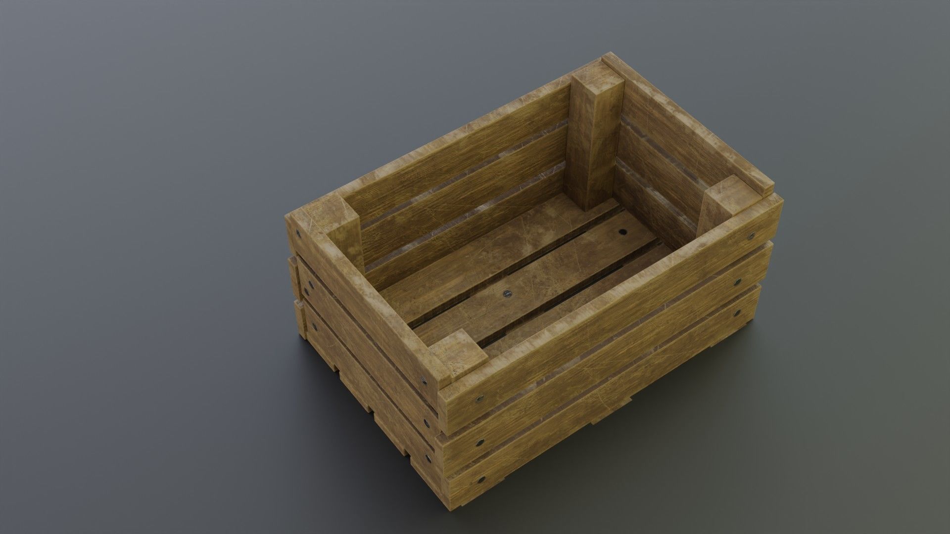 Medieval box for game Low-poly 3D model_1