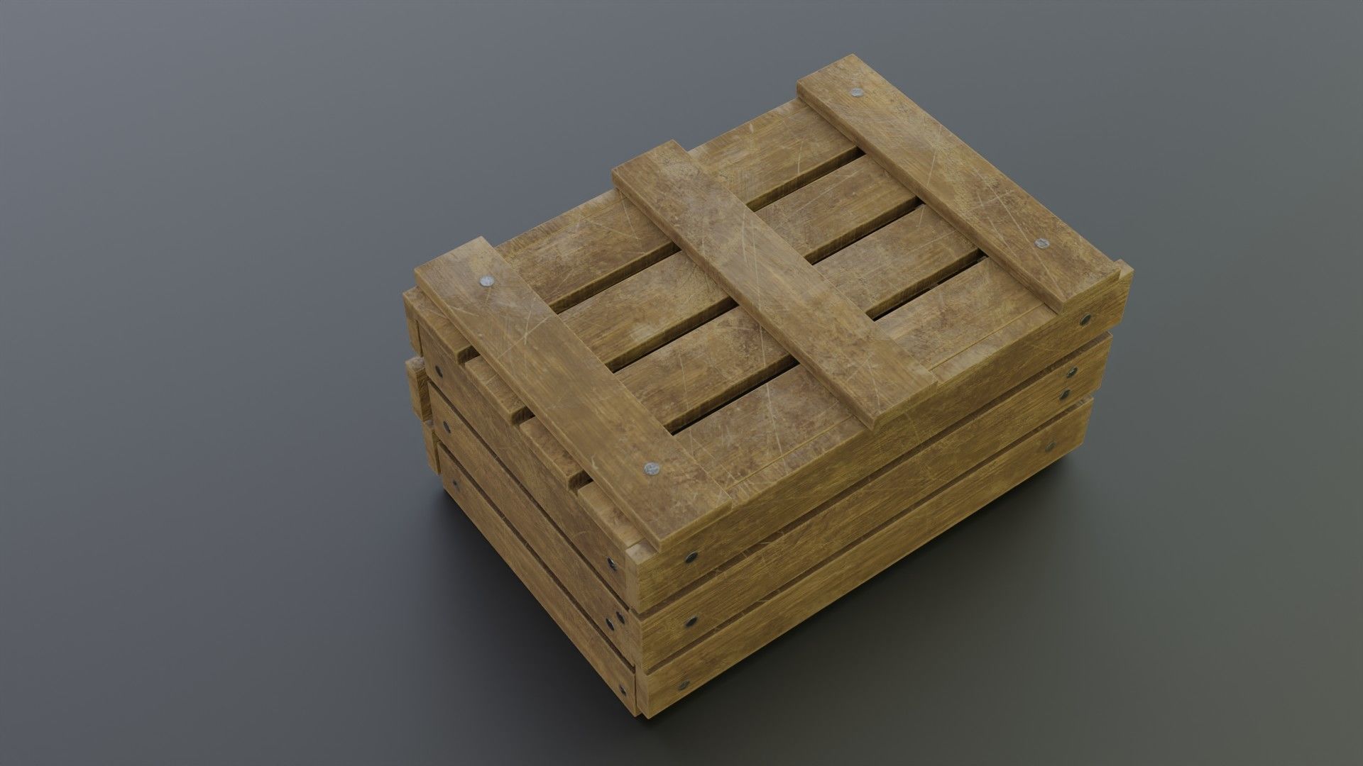 Medieval box for game Low-poly 3D model_2