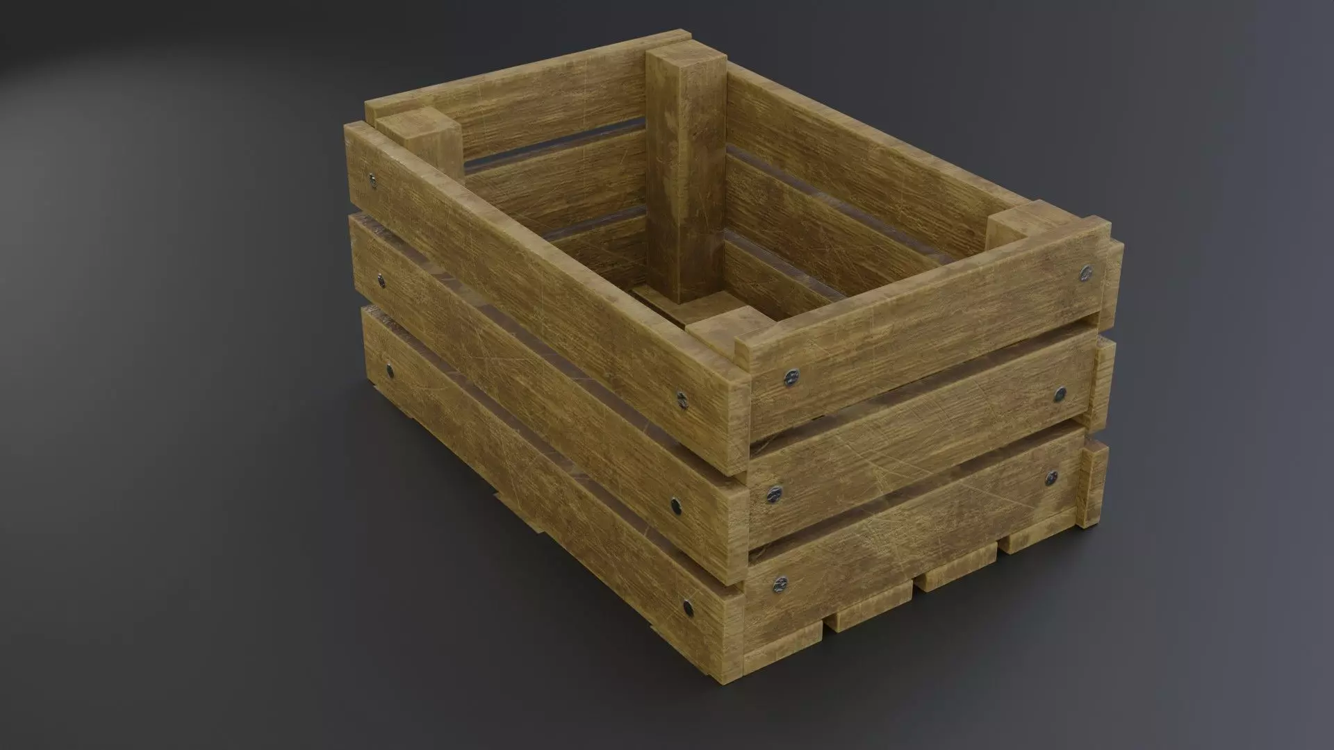 Medieval box for game Low-poly 3D model_0