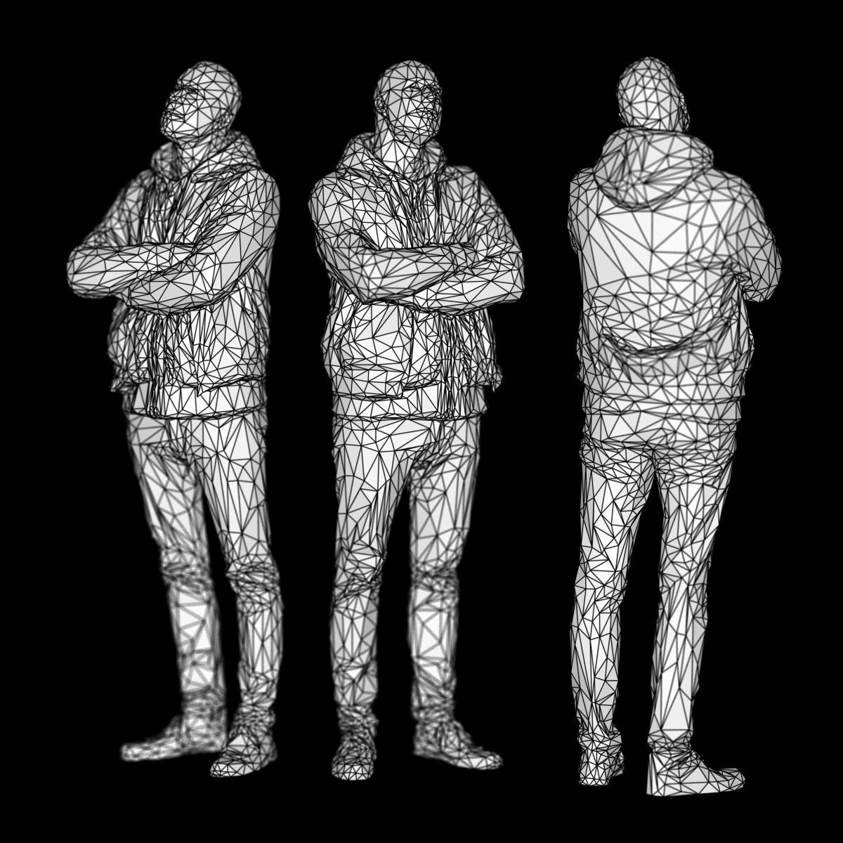 Male Looking Up Casual Low Poly Style Low-poly 3D model_4