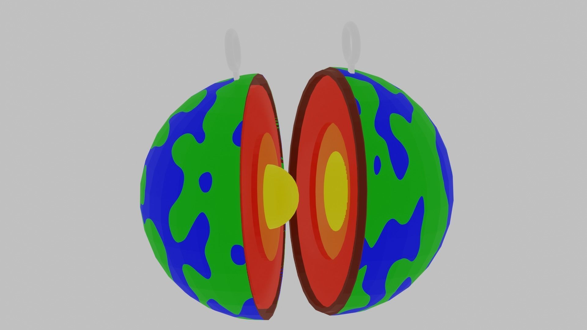 The earth that cut in half for your keychain 3D print model_7