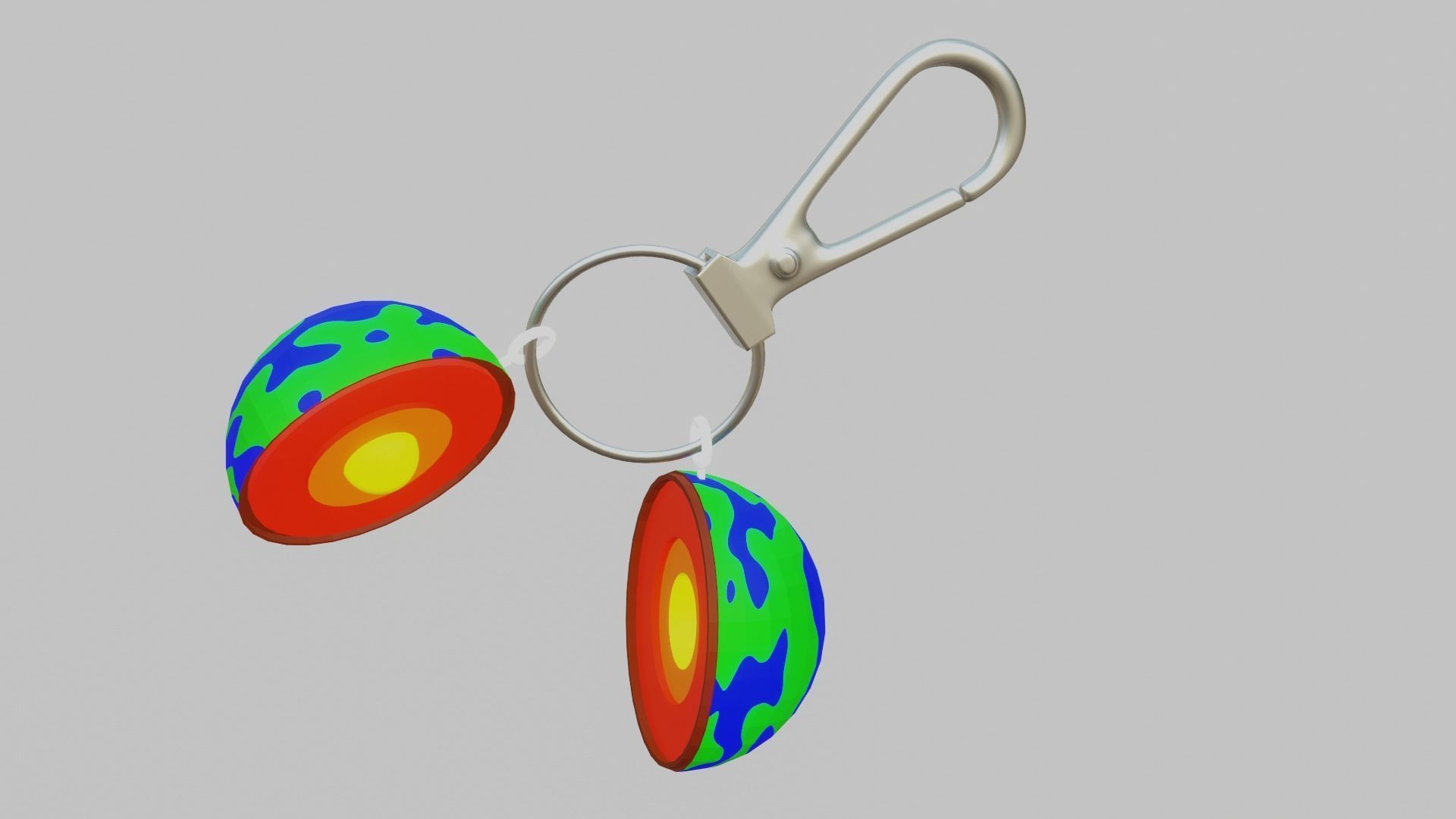The earth that cut in half for your keychain 3D print model_8