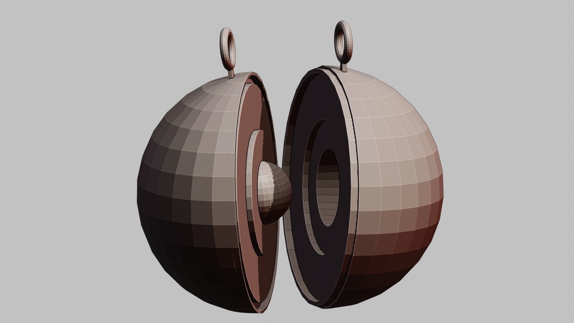 The earth that cut in half for your keychain 3D print model_3