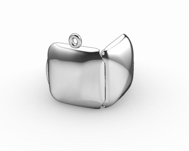 Square locket with integrated hinge and clasp - 20mm 3D print model_1