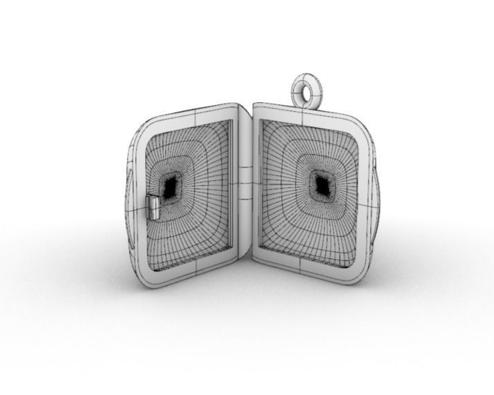Square locket with integrated hinge and clasp - 20mm 3D print model_4