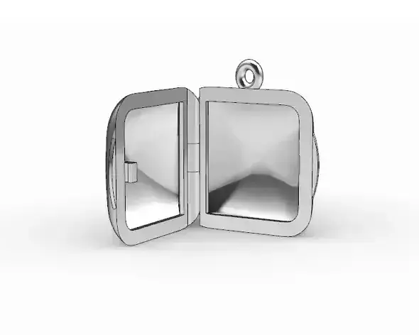 Square locket with integrated hinge and clasp - 20mm 3D print model