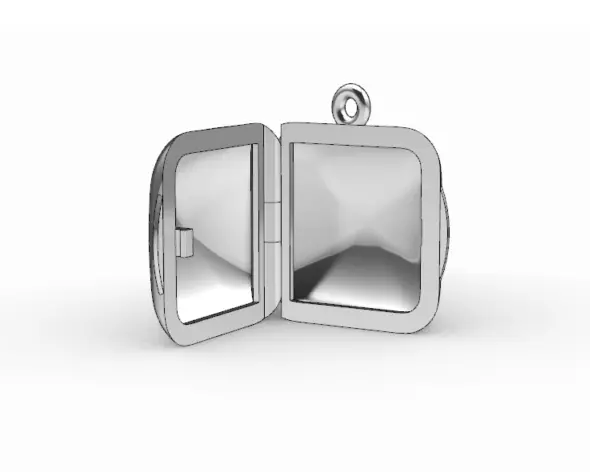 Square locket with integrated hinge and clasp - 20mm 3D print model_0