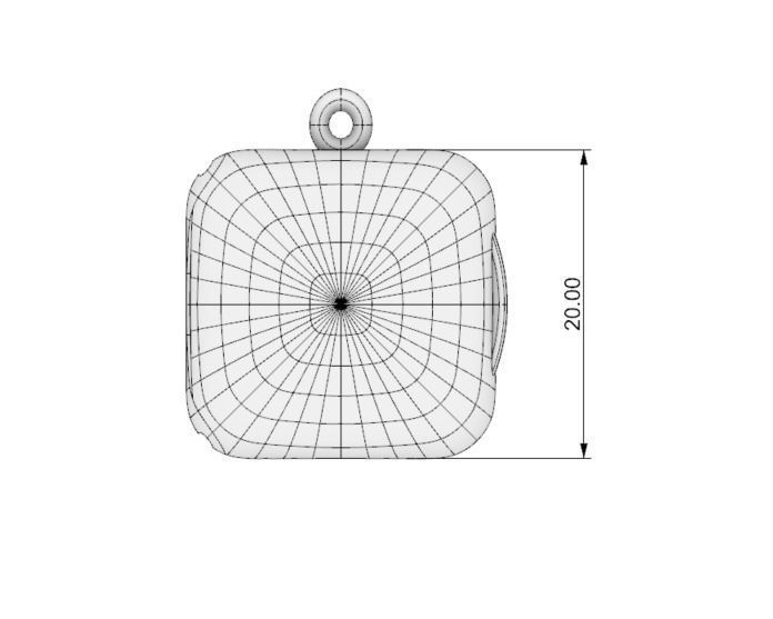 Square locket with integrated hinge and clasp - 20mm 3D print model_7