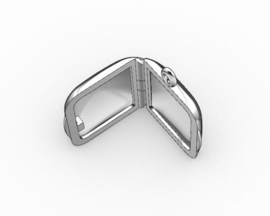 Square locket with integrated hinge and clasp - 20mm 3D print model_2