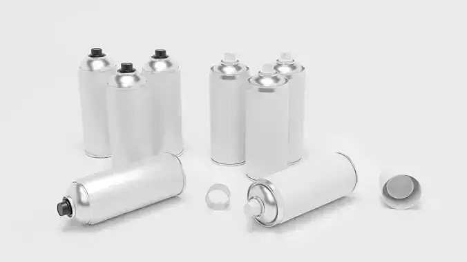 Spray colour can 3d models set Low-poly 3D model