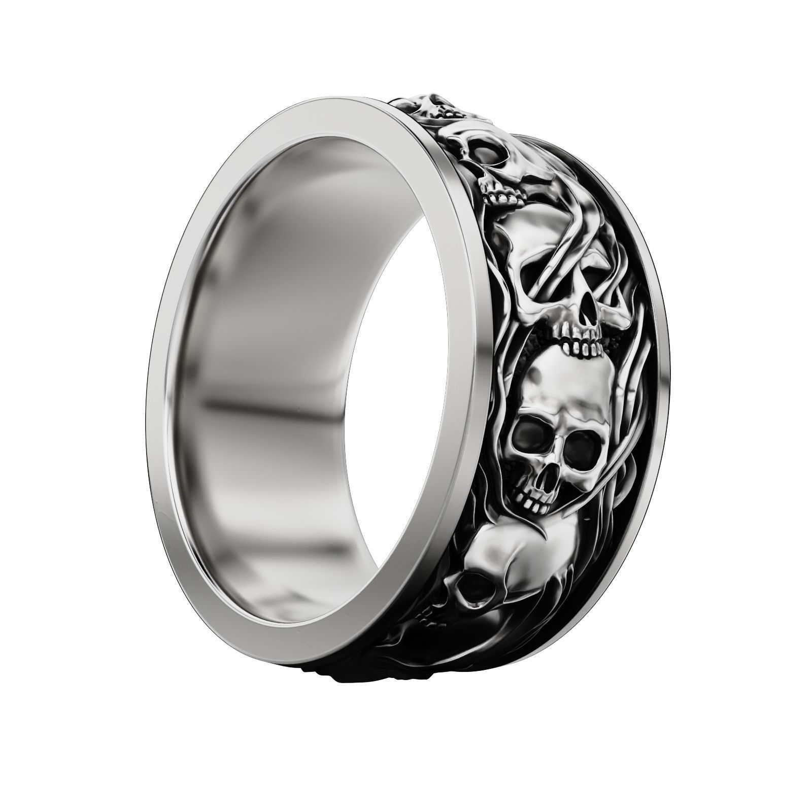 Skull ring and smoke in a circle 3D print model_5